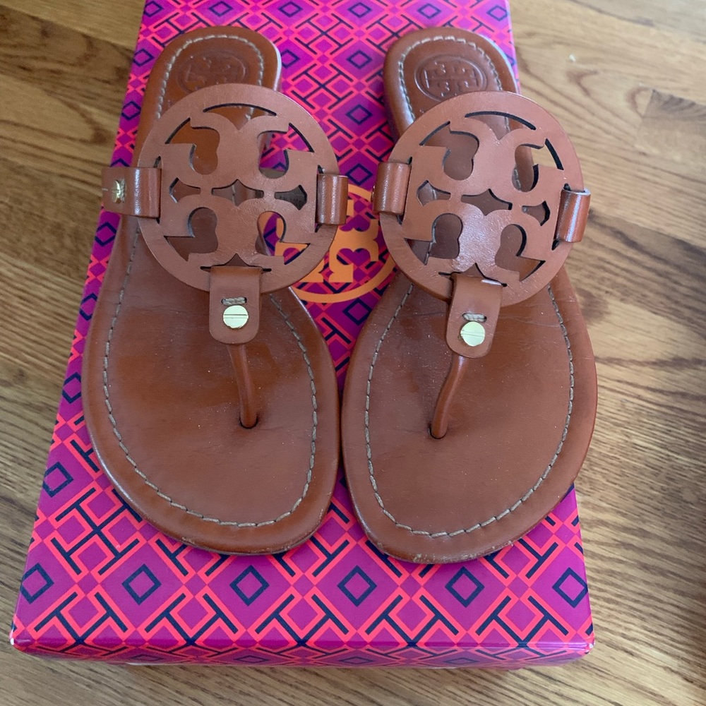 Brown leather Tory Burch Miller Sandals